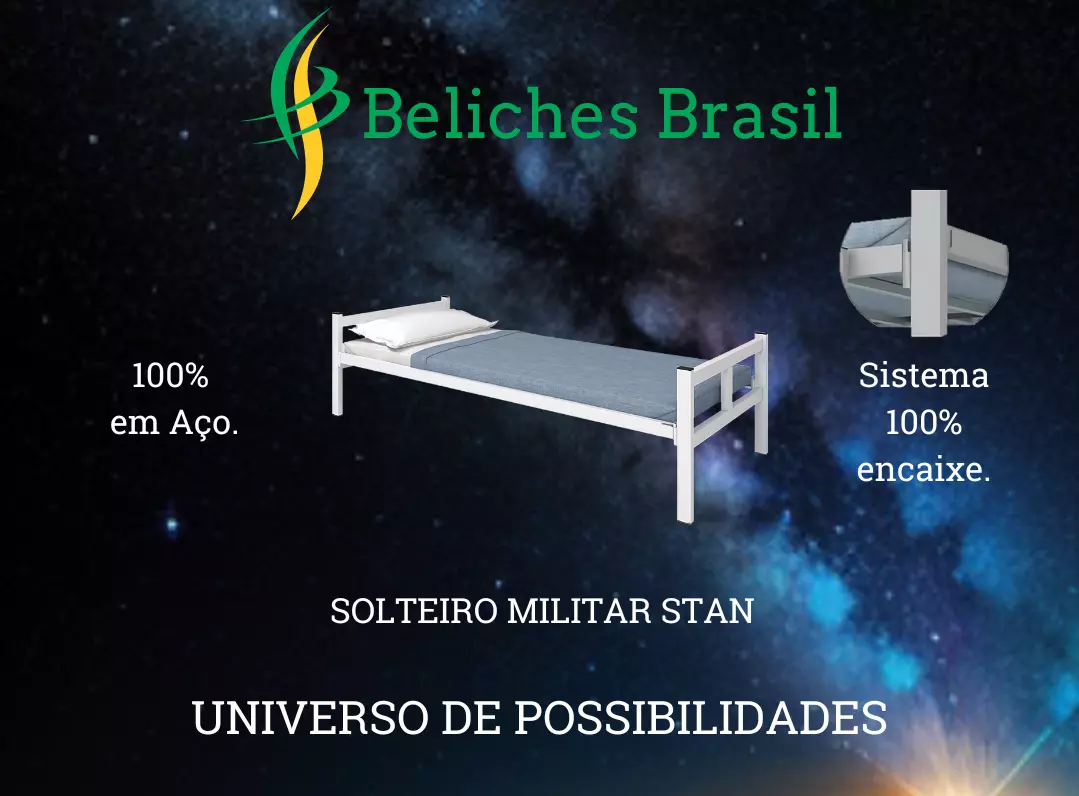 Cama Solteiro Militar Stan 100% em Aço e de Encaixe.